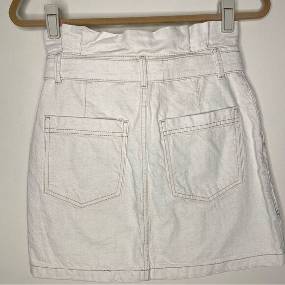 Free People Splendor In The Grass Mini Skirt Paperbag Waist New Oatmeal Size 4 - Picture 3 of 7